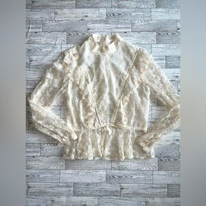 Cream Colored Vintage Lace Button Up